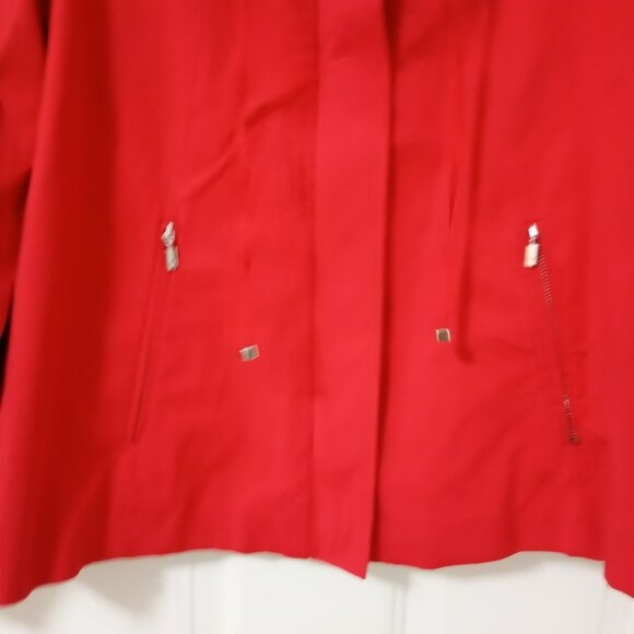 Zara Women Red Jacket Size M Full Zip Collared Lined Pockets Long Sleeve - Picture 7 of 16